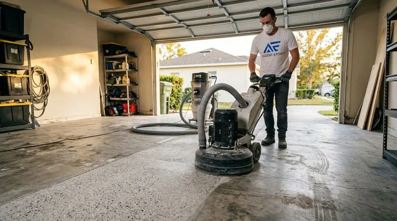 Before and after garage epoxy transformation